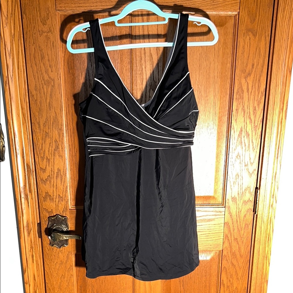 Black Sleeveless Dress with White Accents